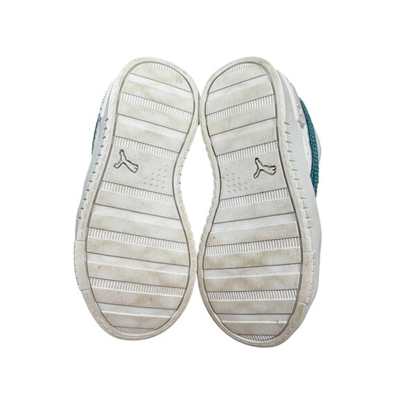 Puma Kids White Sneakers With Teal Glitter Puma Logo Design Size 11C - Picture 6 of 7